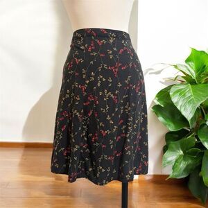 Vintage A Byer Black Floral Mini Skirt Ditsy Calico A Line Medium